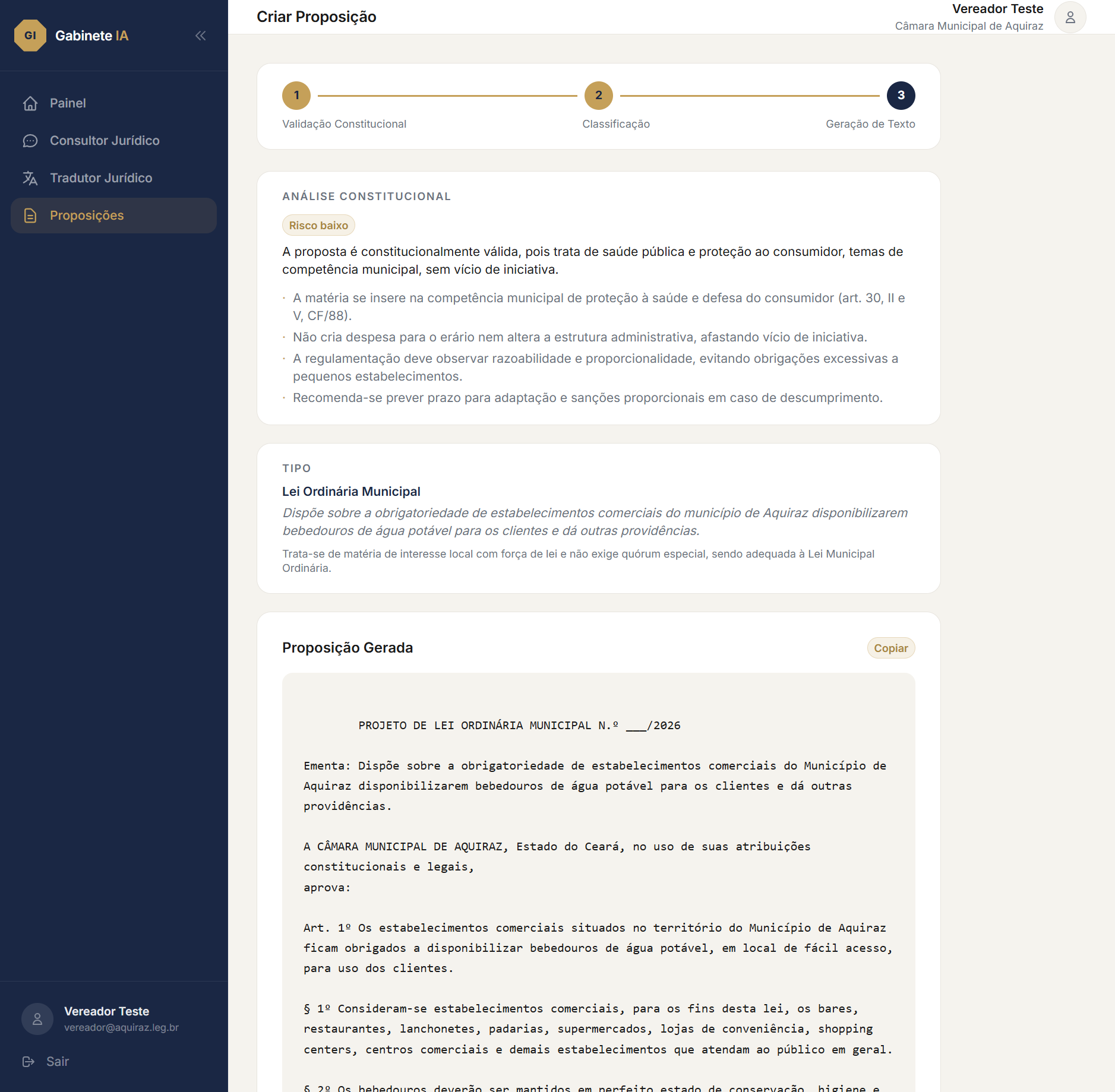 Tela do Criador de Proposições